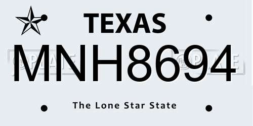 MNH8694 Texas License Plate