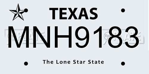 MNH9183 Texas License Plate