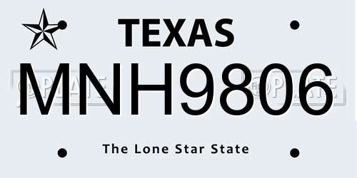 MNH9806 Texas License Plate