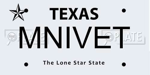 MNIVET Texas License Plate