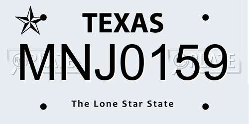 MNJ0159 Texas License Plate