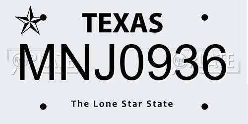 MNJ0936 Texas License Plate