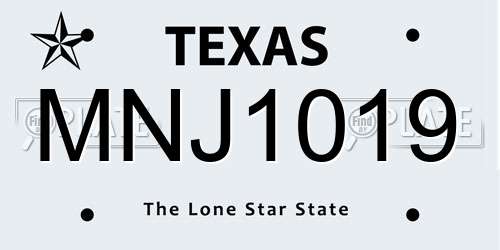 MNJ1019 Texas License Plate
