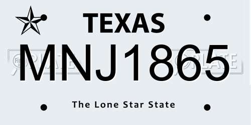 MNJ1865 Texas License Plate