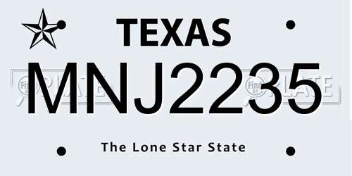 MNJ2235 Texas License Plate