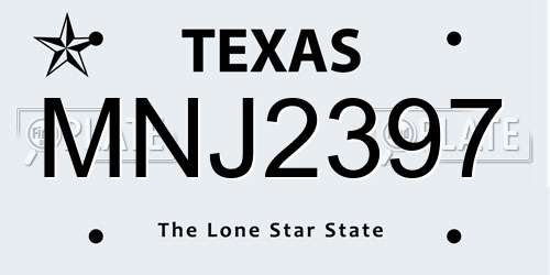 MNJ2397 Texas License Plate