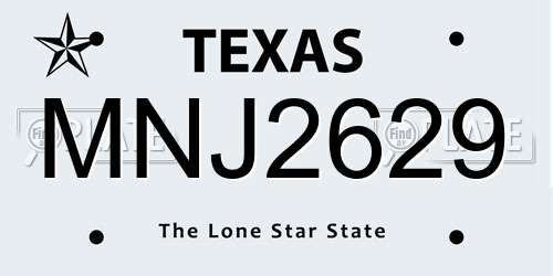 MNJ2629 Texas License Plate