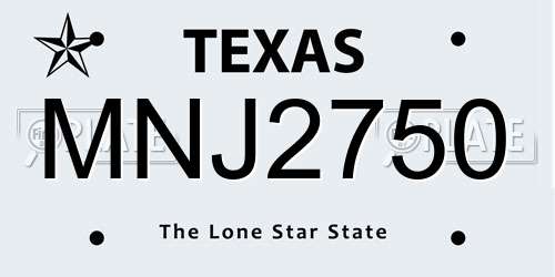 MNJ2750 Texas License Plate