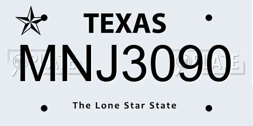 MNJ3090 Texas License Plate
