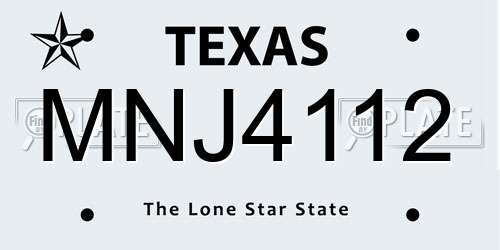 MNJ4112 Texas License Plate