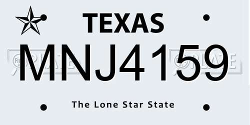MNJ4159 Texas License Plate