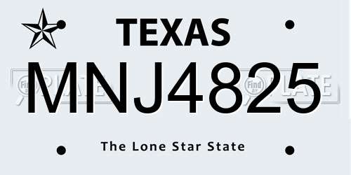 MNJ4825 Texas License Plate