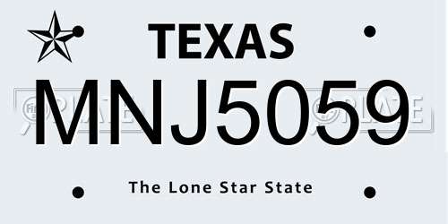 MNJ5059 Texas License Plate
