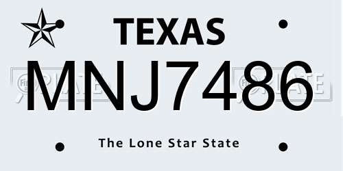 MNJ7486 Texas License Plate