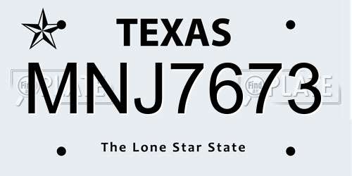 MNJ7673 Texas License Plate