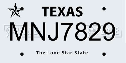 MNJ7829 Texas License Plate
