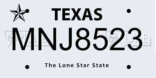 MNJ8523 Texas License Plate