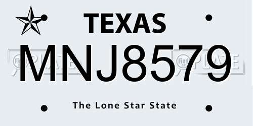 MNJ8579 Texas License Plate