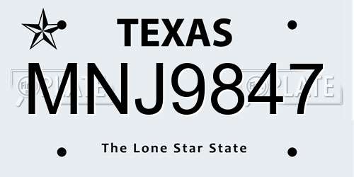 MNJ9847 Texas License Plate