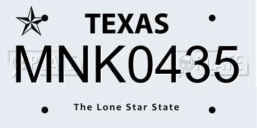 MNK0435 Texas License Plate