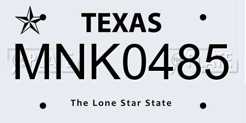 MNK0485 Texas License Plate