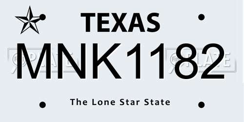 MNK1182 Texas License Plate