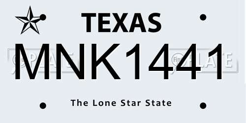 MNK1441 Texas License Plate