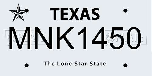 MNK1450 Texas License Plate