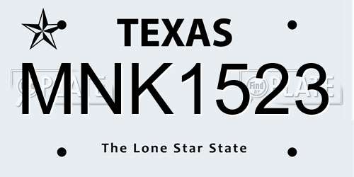 MNK1523 Texas License Plate