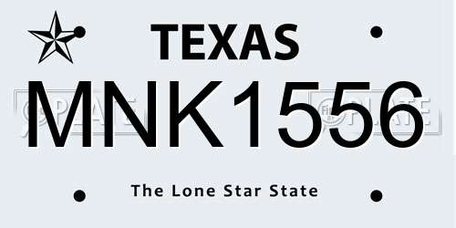 MNK1556 Texas License Plate