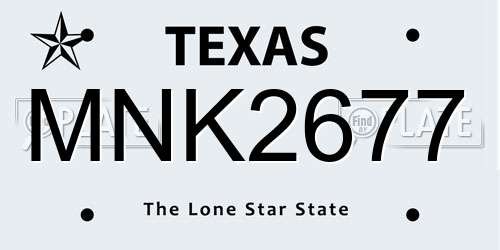 MNK2677 Texas License Plate