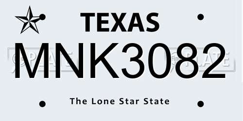 MNK3082 Texas License Plate