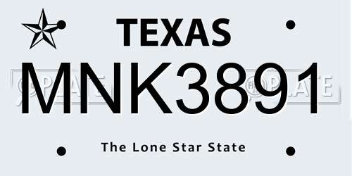 MNK3891 Texas License Plate