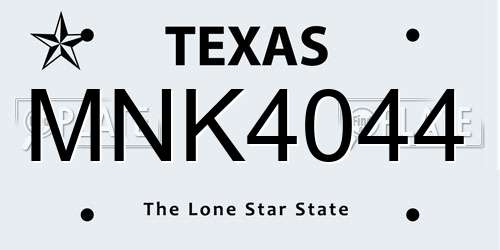 MNK4044 Texas License Plate