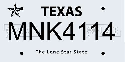 MNK4114 Texas License Plate
