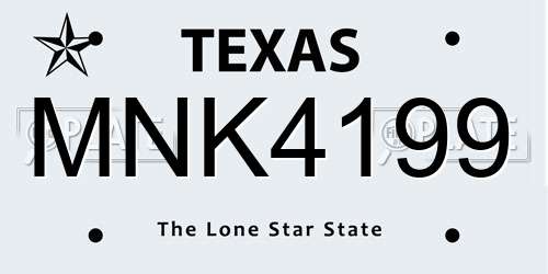 MNK4199 Texas License Plate