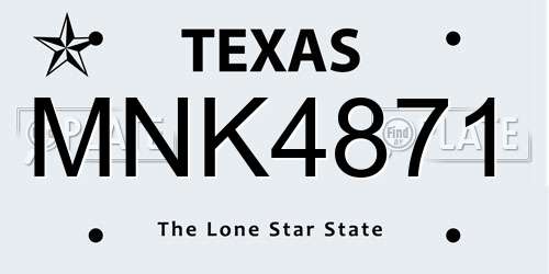 MNK4871 Texas License Plate