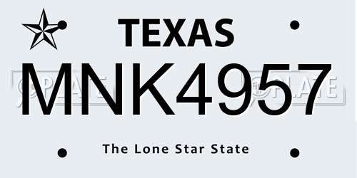 MNK4957 Texas License Plate