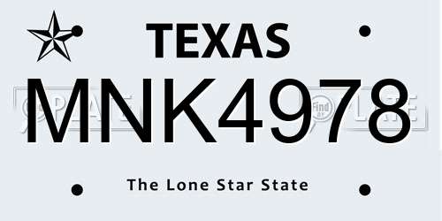 MNK4978 Texas License Plate