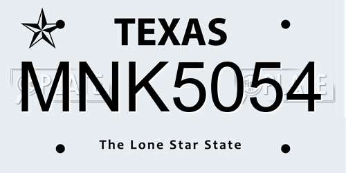 MNK5054 Texas License Plate
