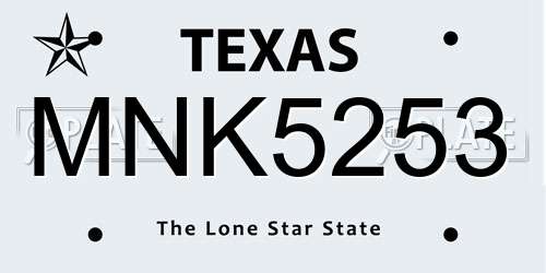 MNK5253 Texas License Plate
