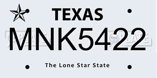 MNK5422 Texas License Plate