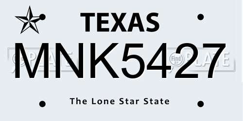MNK5427 Texas License Plate