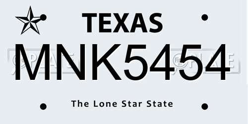 MNK5454 Texas License Plate