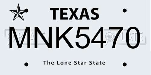 MNK5470 Texas License Plate