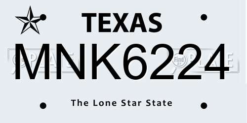 MNK6224 Texas License Plate
