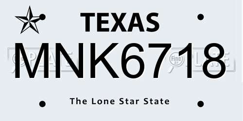 MNK6718 Texas License Plate