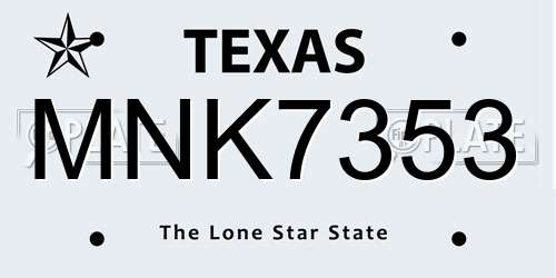 MNK7353 Texas License Plate
