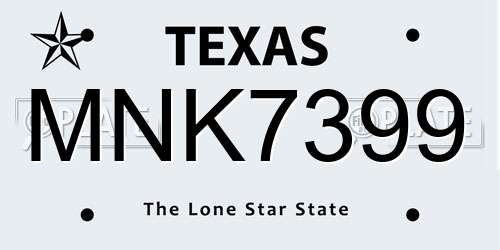 MNK7399 Texas License Plate