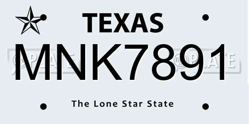 MNK7891 Texas License Plate